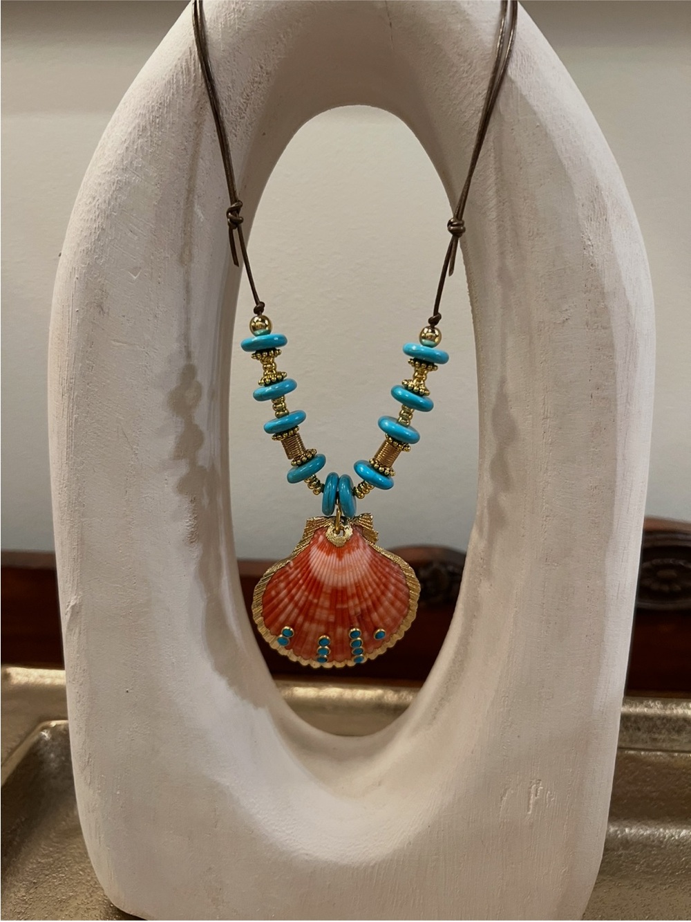 Turquoise & Coral Shell Statement Necklace - Women Jewelry